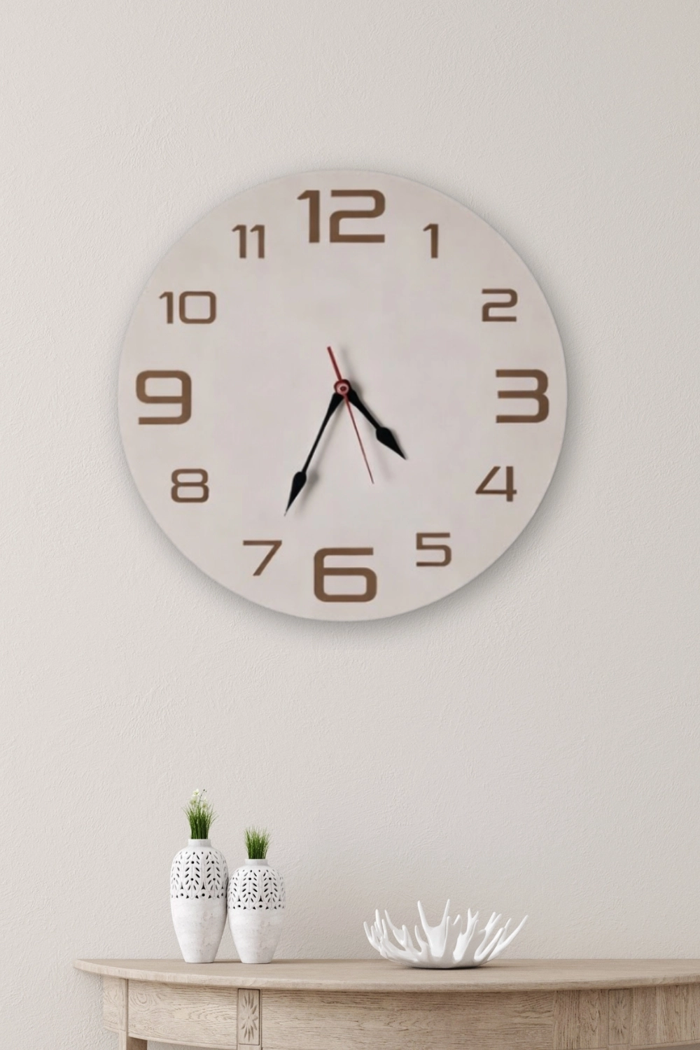 Yuvarlak Lazer Kesim Modern Birinci Sınıf Mdf Duvar Saati - Beyaz