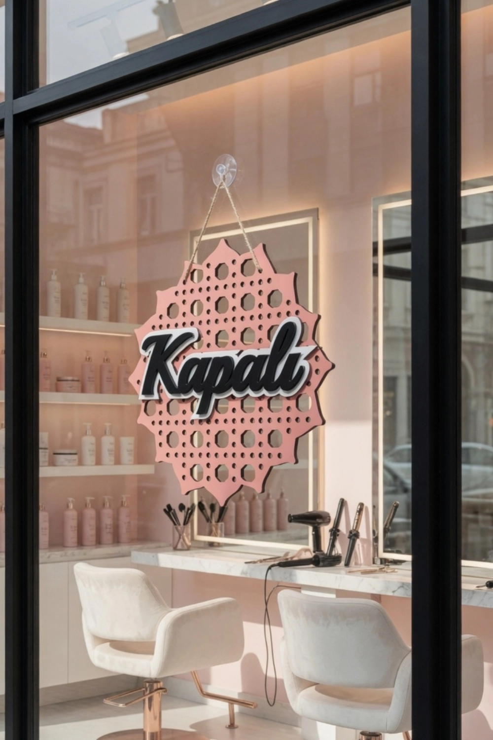 Rattan 5 Katmanlı Model AÇIK-KAPALI Tabelası - Pembe