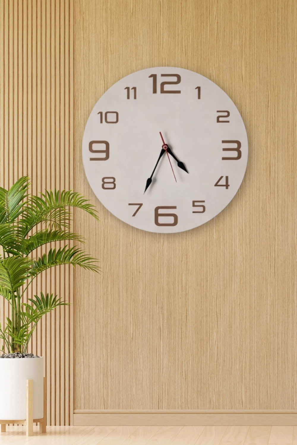 Yuvarlak Lazer Kesim Modern Birinci Sınıf Mdf Duvar Saati - Beyaz
