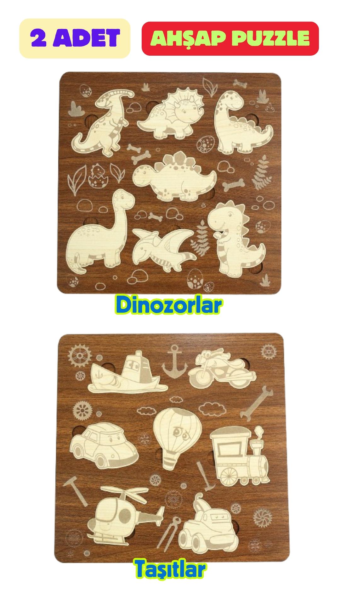 Çocuk Puzzle (Yapboz) Birinci Sınıf Ahşap 2 Parça Eğitici Öğretici Eğlenceli Set