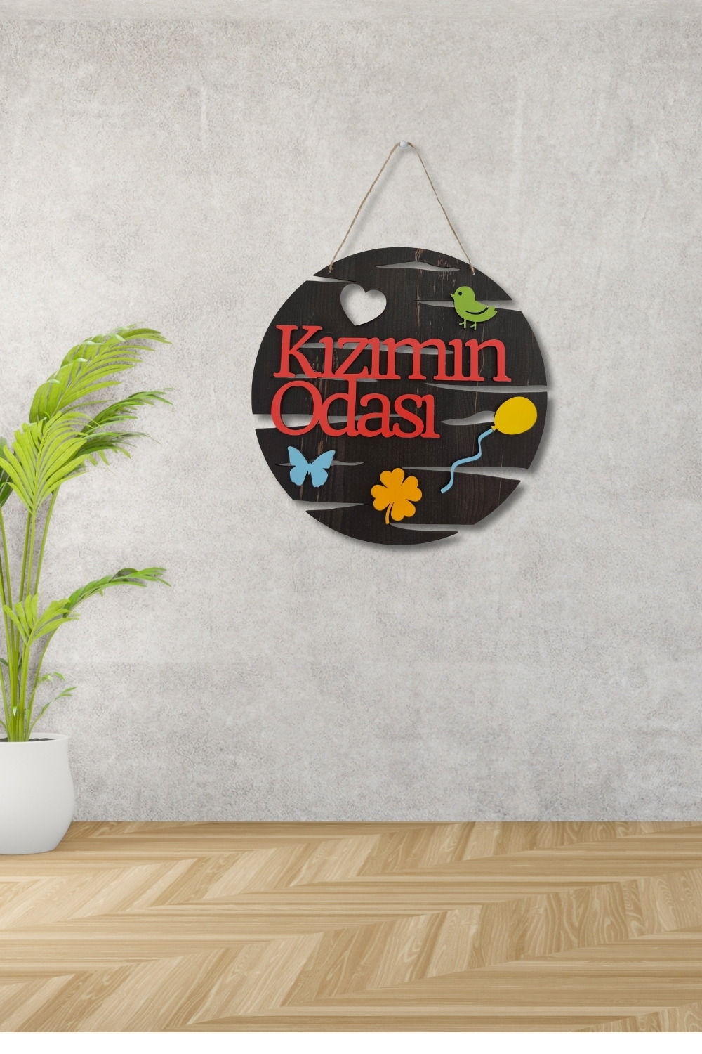 Kızımın Odası Yazılı Lazer Kesim Mdf Kapı Süsü - Rebap 
