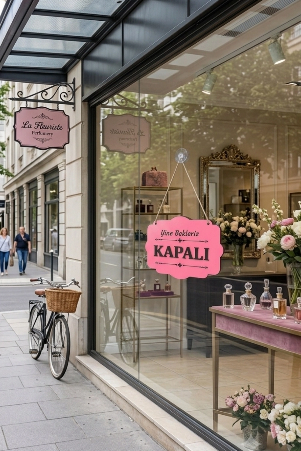 Çift Taraflı MDFAhşap Dükkan & Mağaza Kapı Yönlendirme Tabelası - Pembe