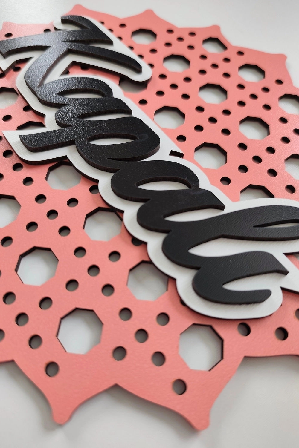 Rattan 5 Katmanlı Model AÇIK-KAPALI Tabelası - Pembe