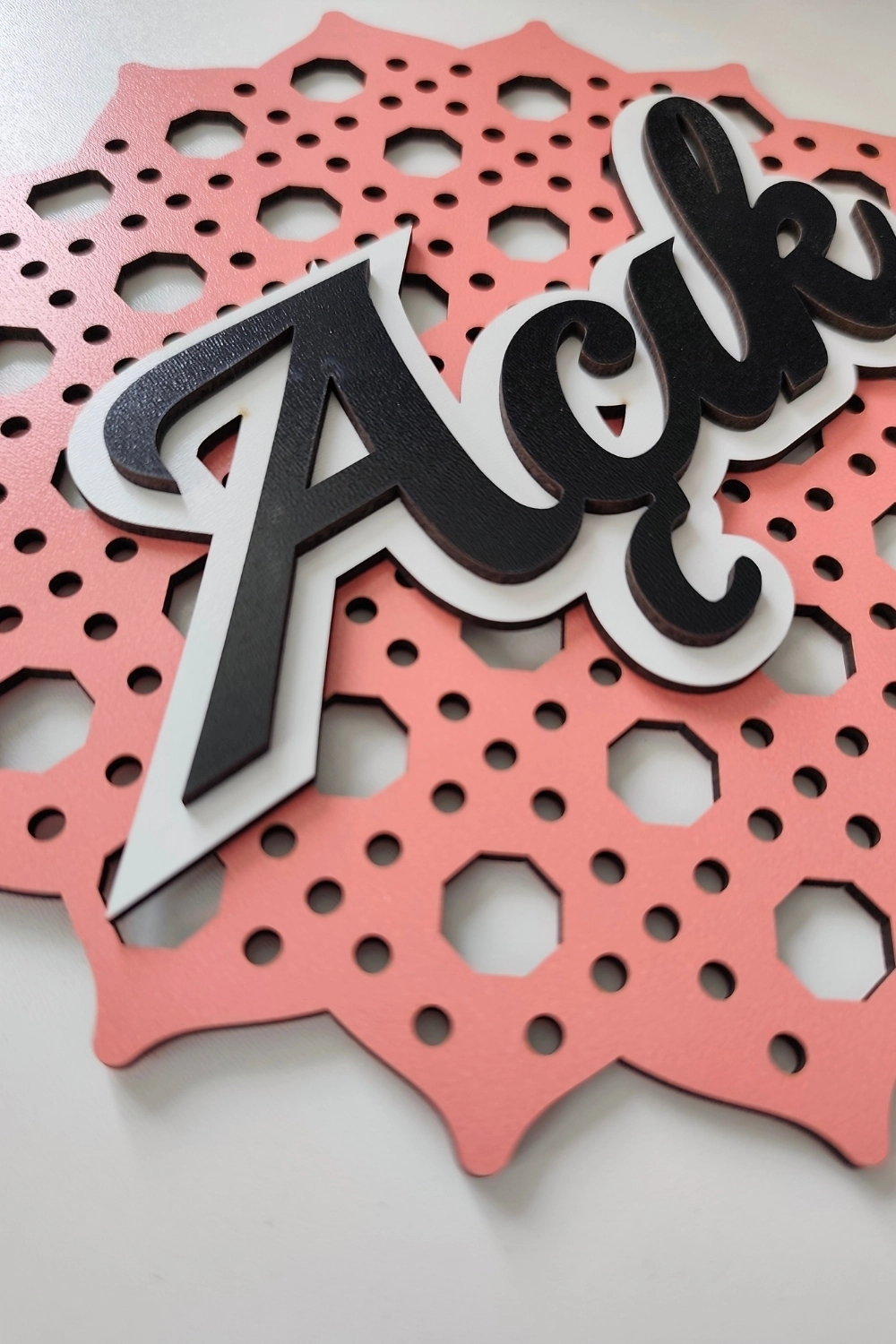 Rattan 5 Katmanlı Model AÇIK-KAPALI Tabelası - Pembe