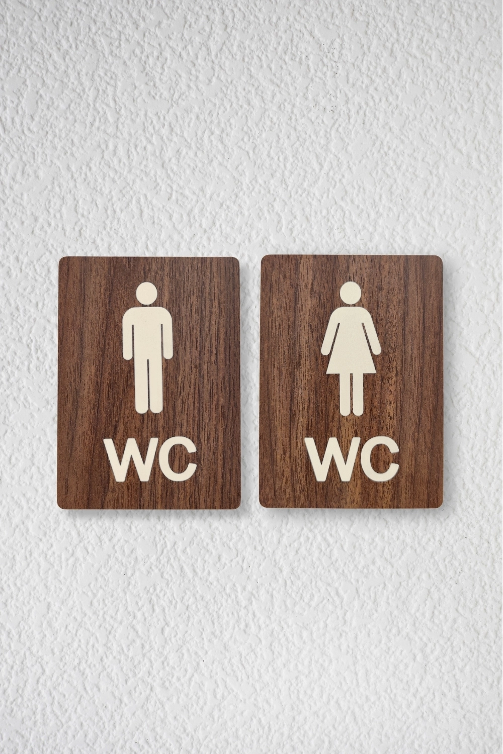 İkili Takım WC Kadın-Erkek Yönlendirme Tabelası - Ceviz