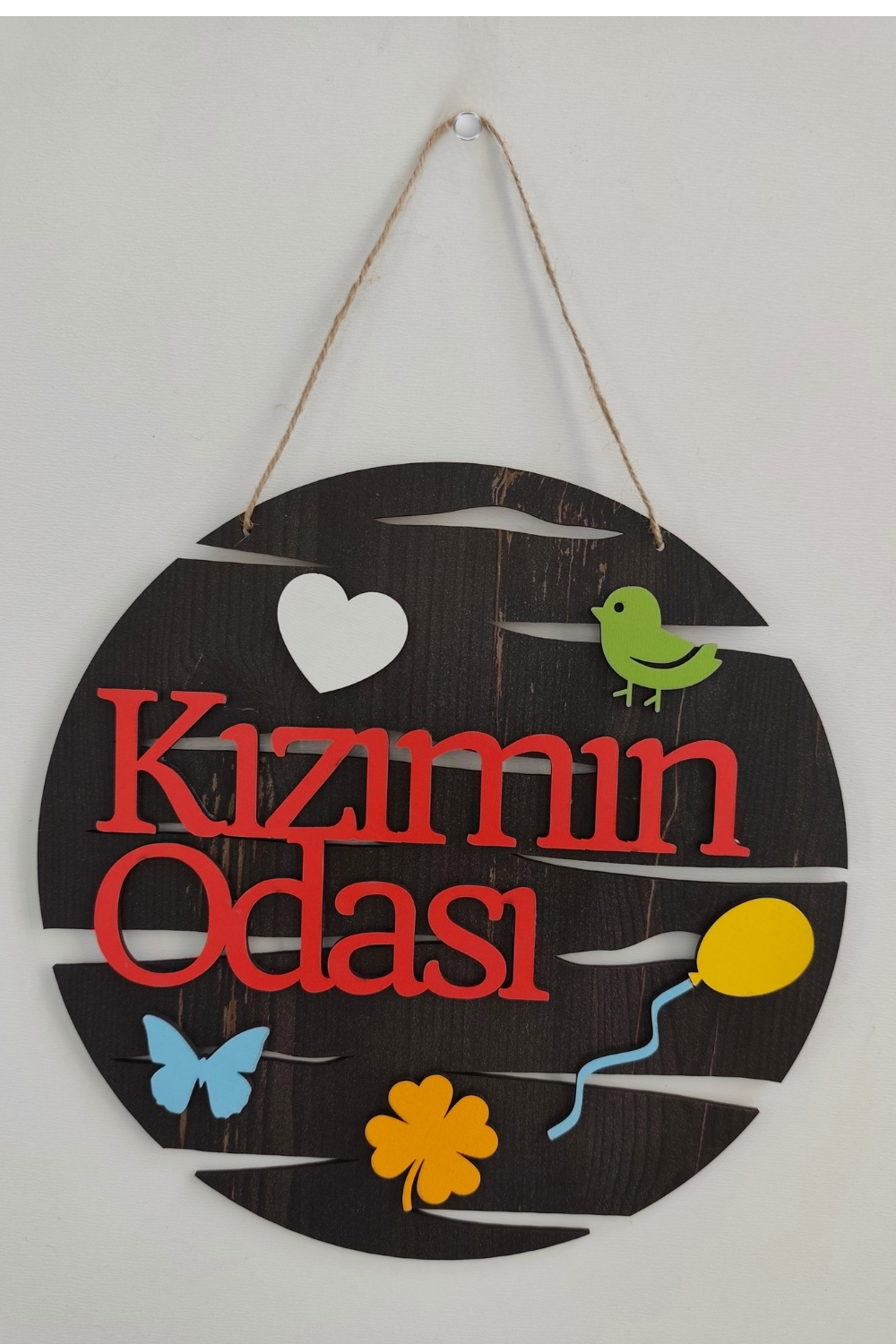 Kızımın Odası Yazılı Lazer Kesim Mdf Kapı Süsü - Rebap 