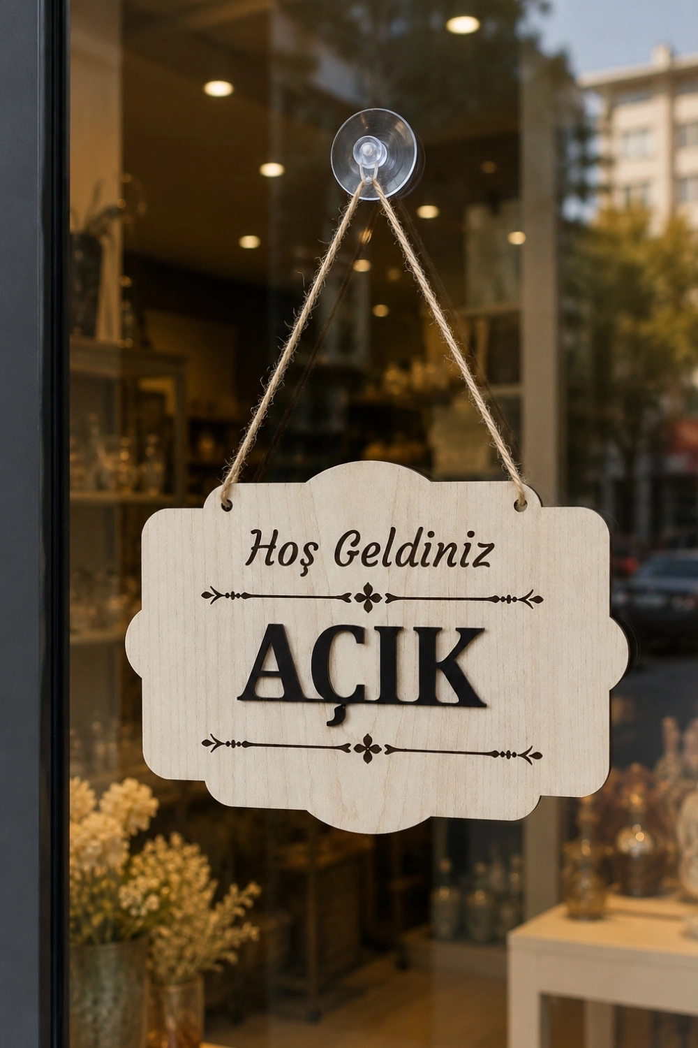 Çift Taraflı MDFAhşap Dükkan & Mağaza Kapı Yönlendirme Tabelası - Akçaağaç