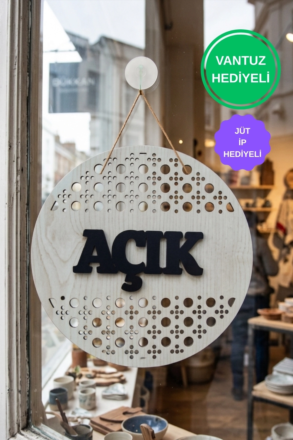 Rattan Desenli AÇIK-KAPALI Tabelası - Akçaağaç