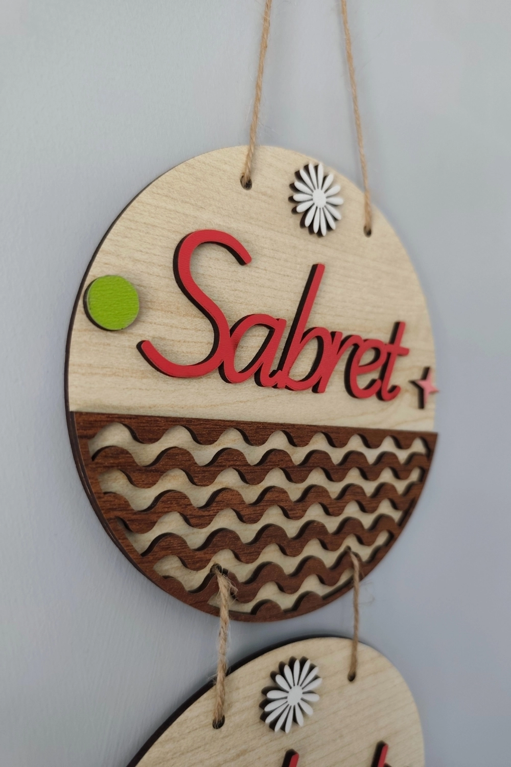 Sabret Şükret Dua Et Yazılı Mdf Kapı Süsü - Akçaağaç
