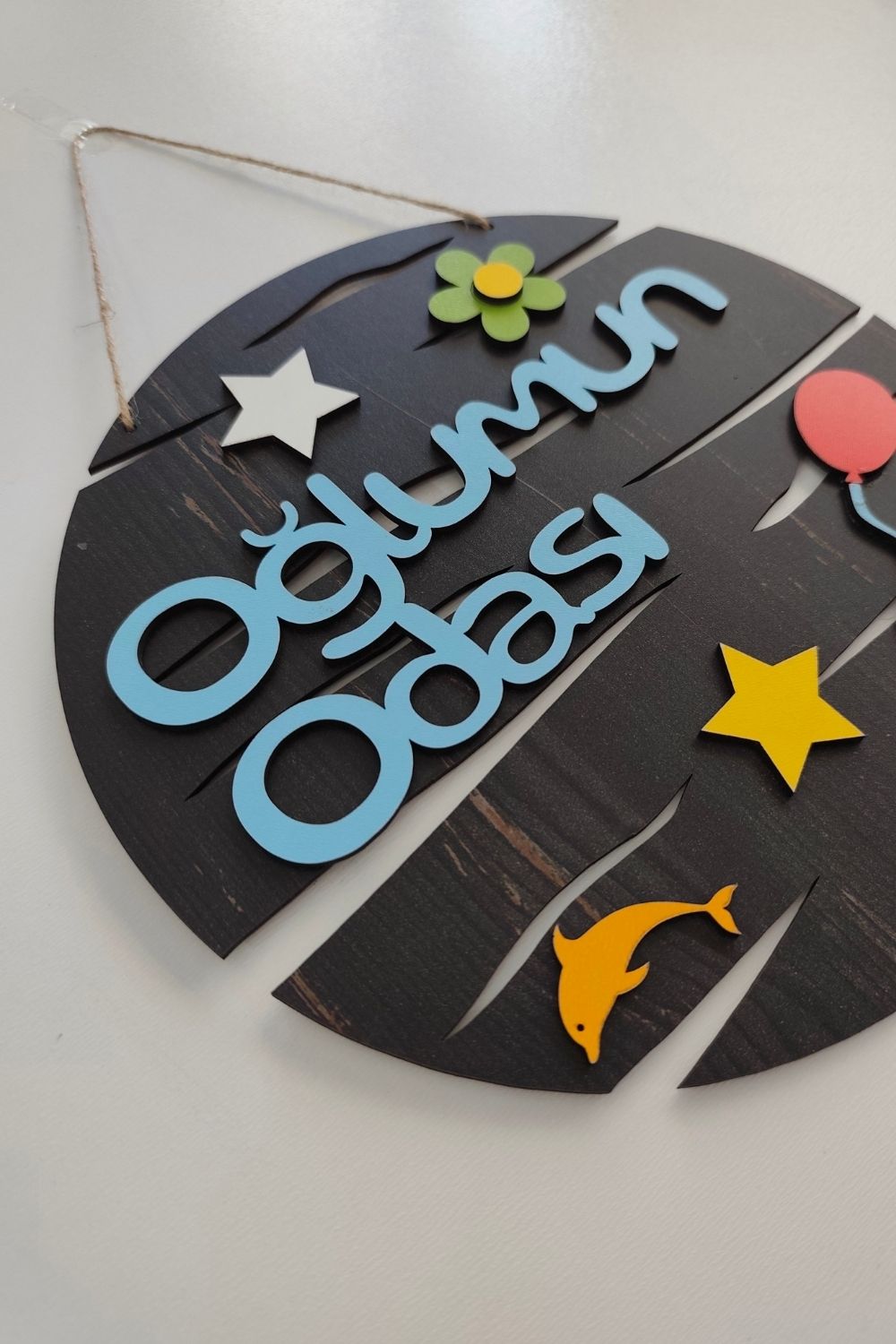 Oğlumun Odası Yazılı Lazer Kesim Mdf Kapı Süsü - Rebap 
