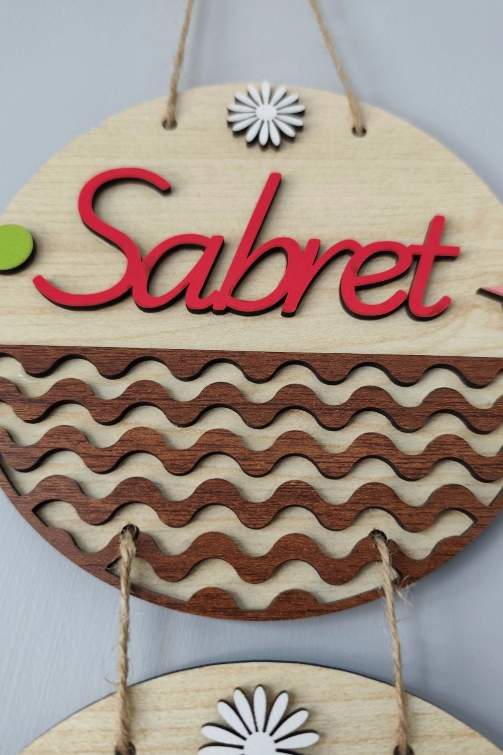 Sabret Şükret Dua Et Yazılı Mdf Kapı Süsü - Akçaağaç