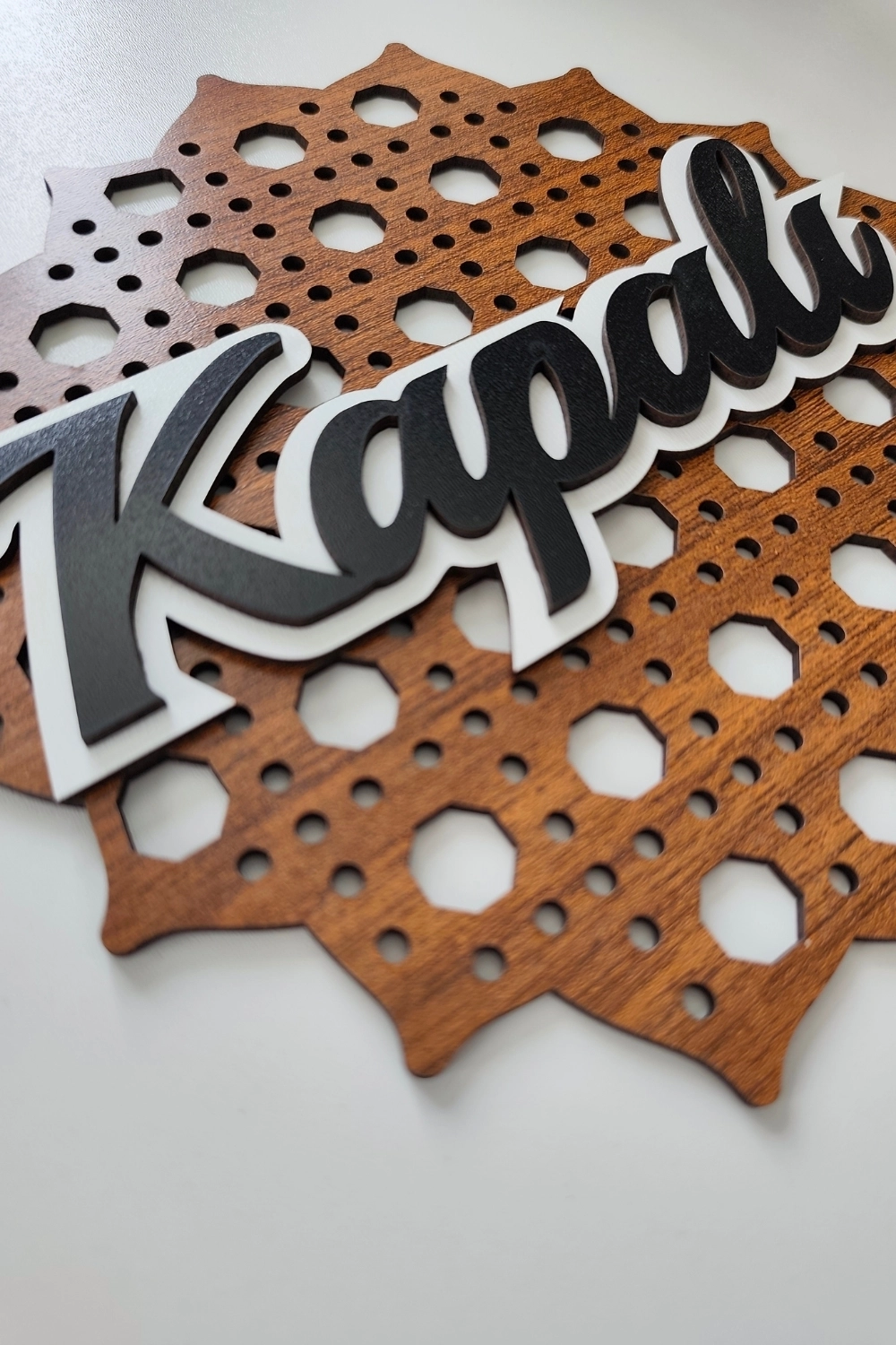 Rattan 5 Katmanlı Model AÇIK-KAPALI Tabelası - Ceviz
