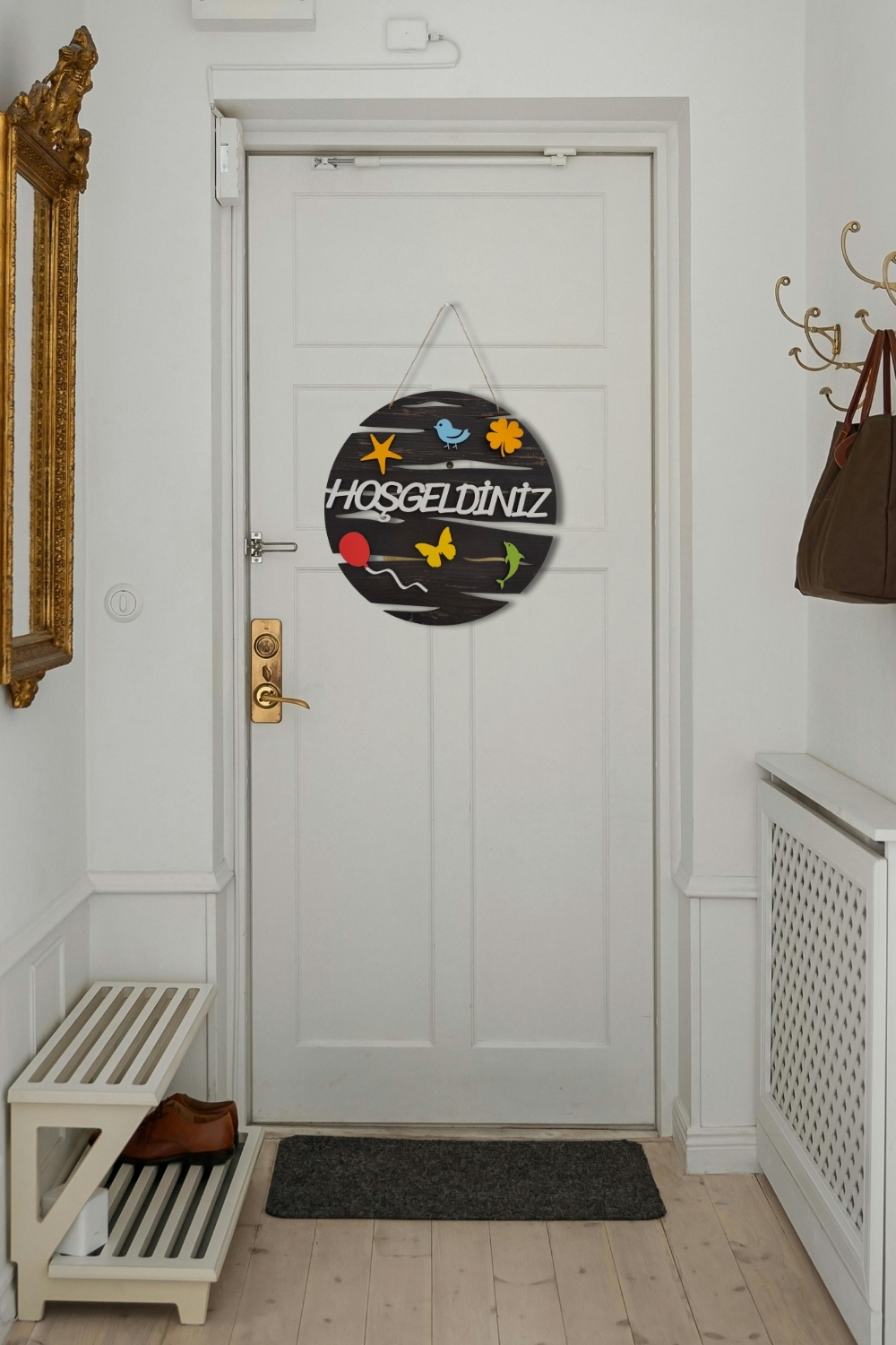Hoşgeldiniz Yazılı Lazer Kesim Mdf Kapı Süsü - Rebap