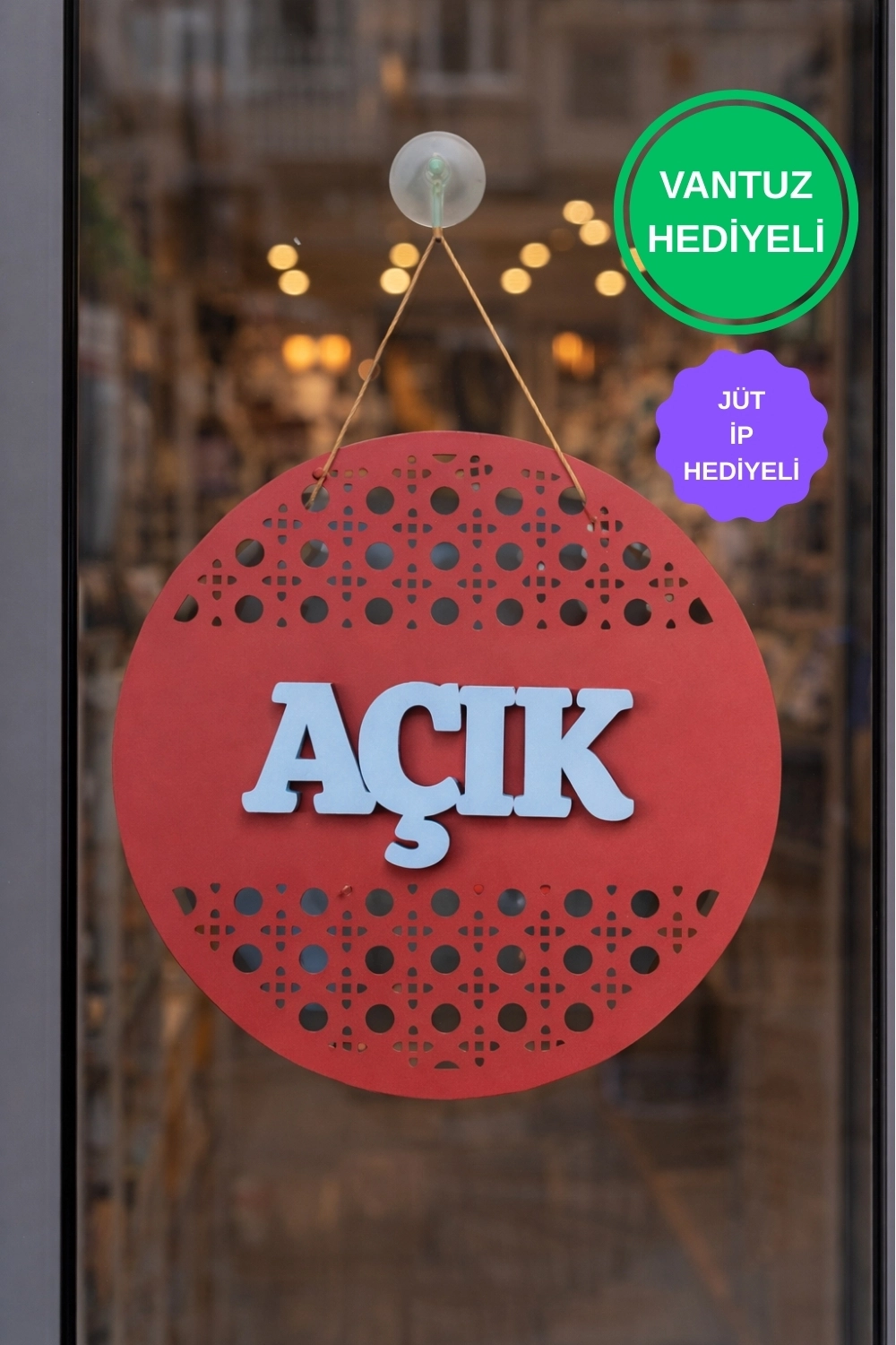 Rattan Model AÇIK-KAPALI Tabelası - Kırmızı