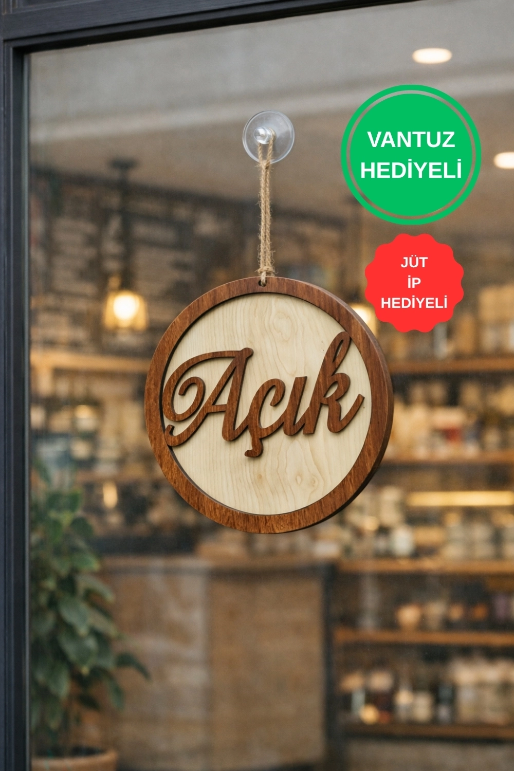 Yuvarlak Model 3D AÇIK-KAPALI Tabelası - Akçaağaç