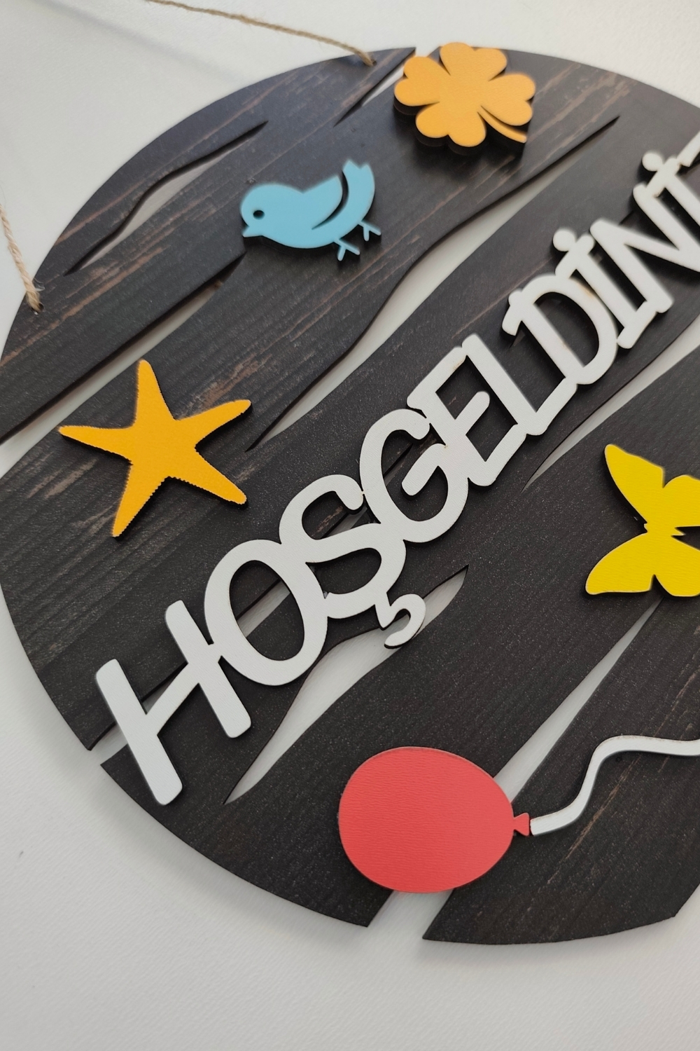 Hoşgeldiniz Yazılı Lazer Kesim Mdf Kapı Süsü - Rebap