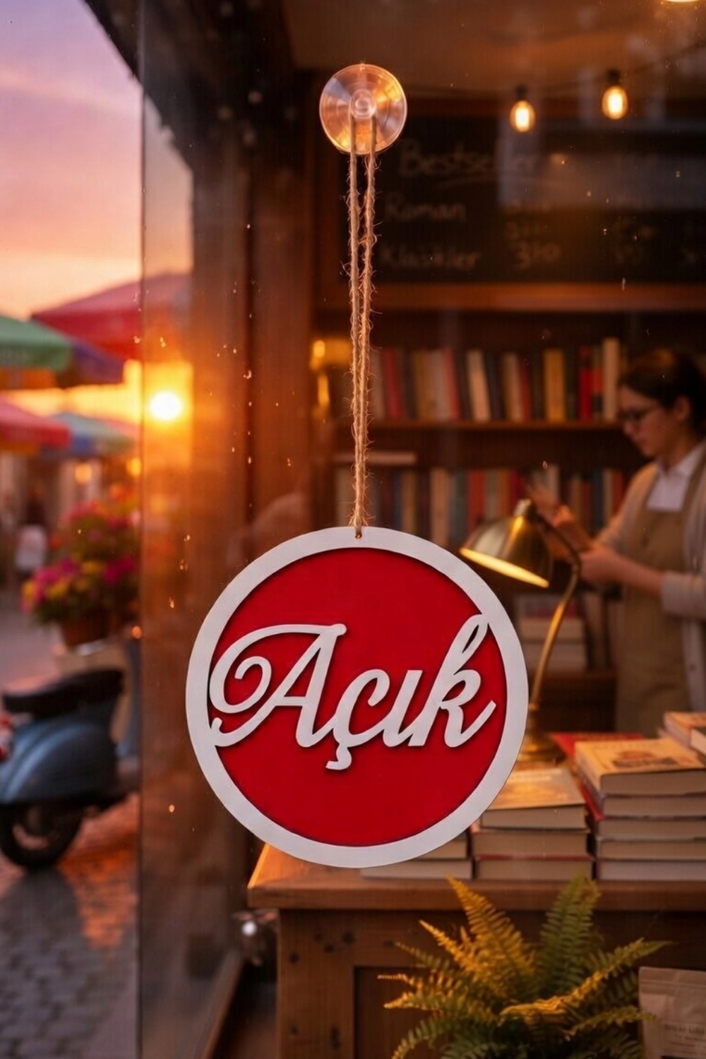 Yuvarlak Model 3D AÇIK-KAPALI Tabelası - Kırmızı
