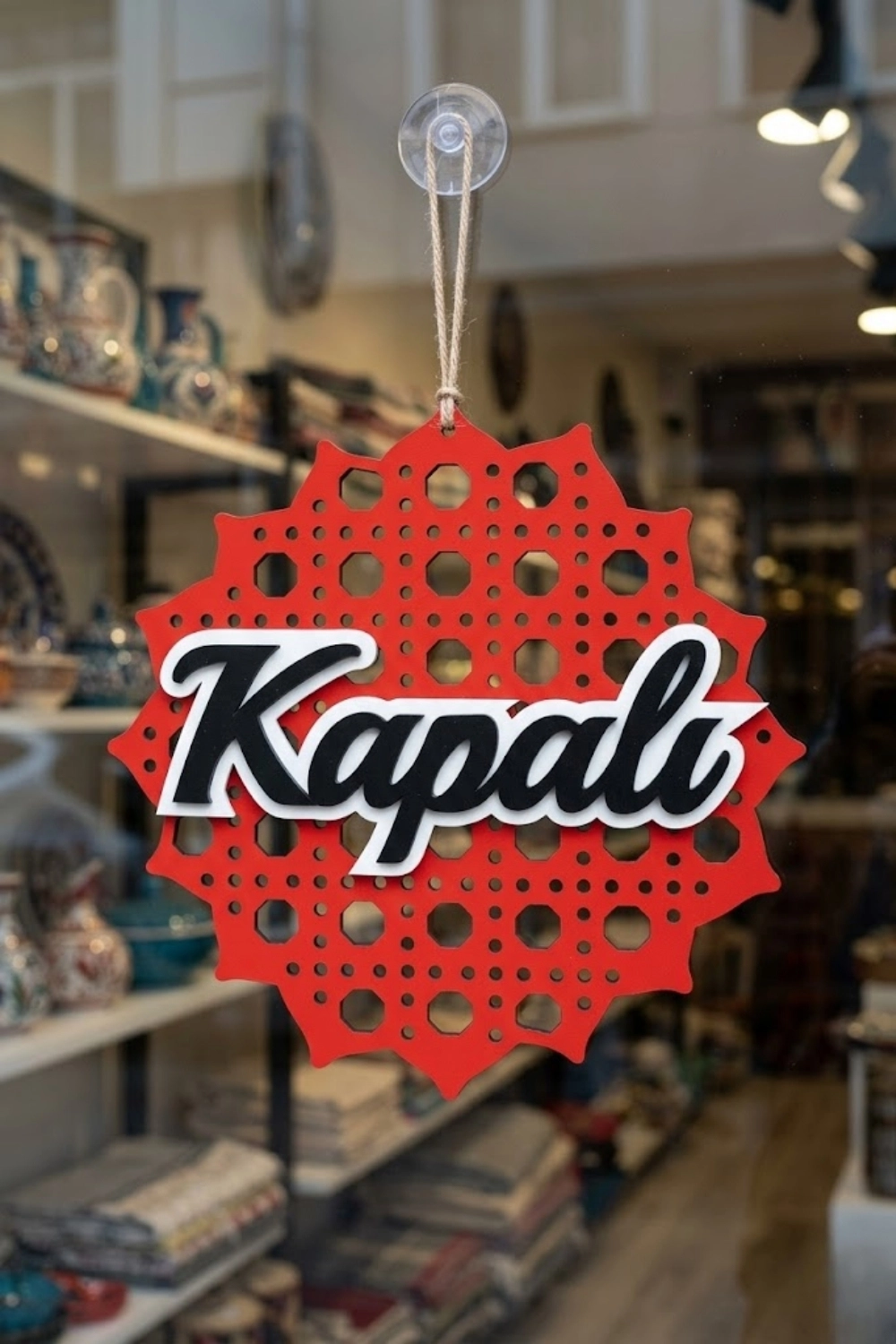 Rattan 5 Katmanlı Model AÇIK-KAPALI Tabelası - Kırmızı