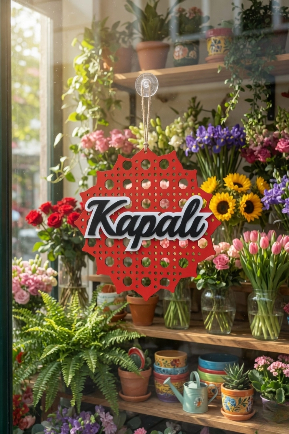 Rattan 5 Katmanlı Model AÇIK-KAPALI Tabelası - Kırmızı