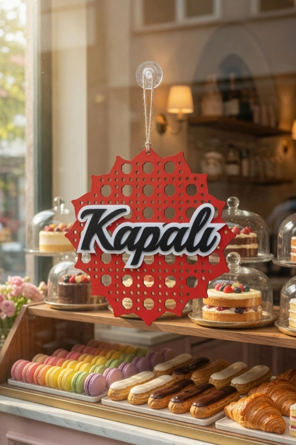 Rattan 5 Katmanlı Model AÇIK-KAPALI Tabelası - Kırmızı