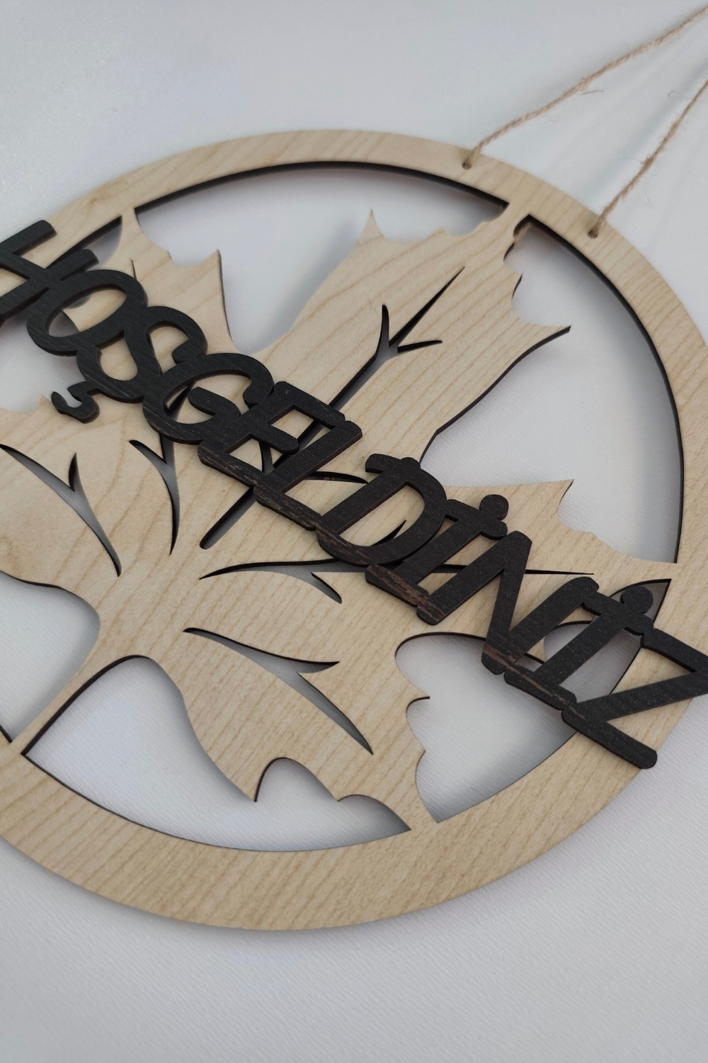 Hoşgeldiniz Yazılı Lazer Kesim Mdf Kapı Süsü - Akçaağaç