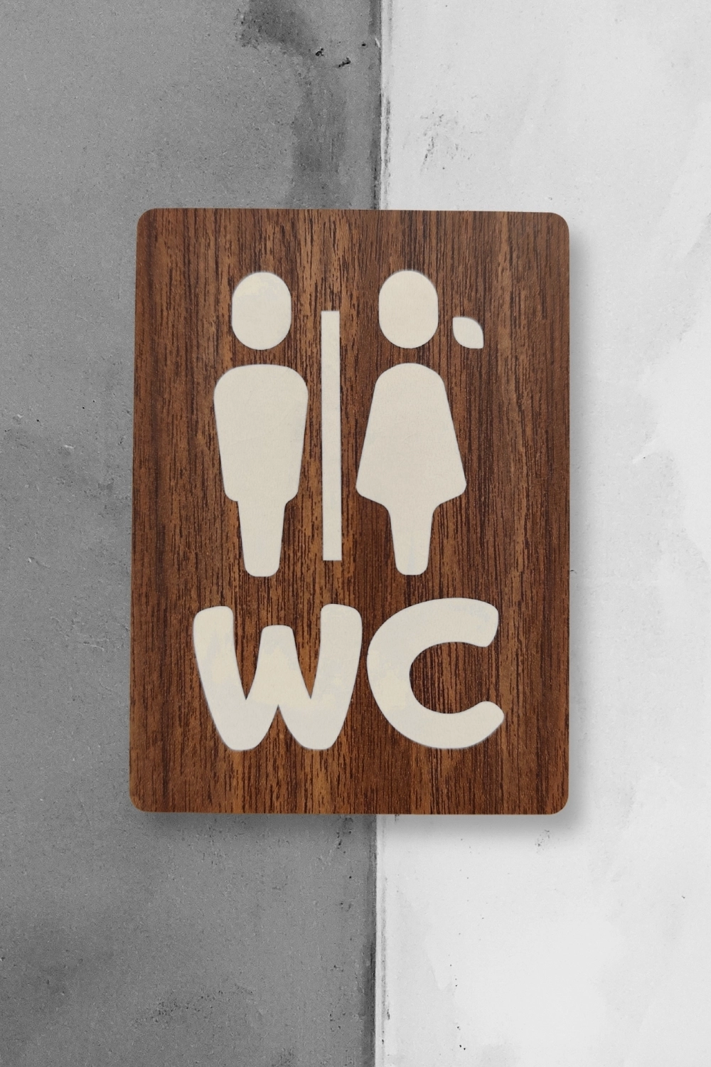 WC Kadın-Erkek Yönlendirme Tabelası - Ceviz