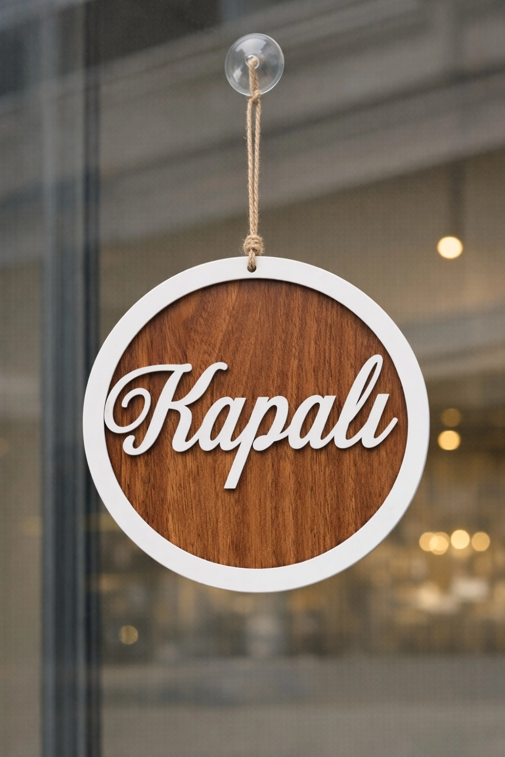 Yuvarlak Model 3D AÇIK-KAPALI Tabelası - Ceviz