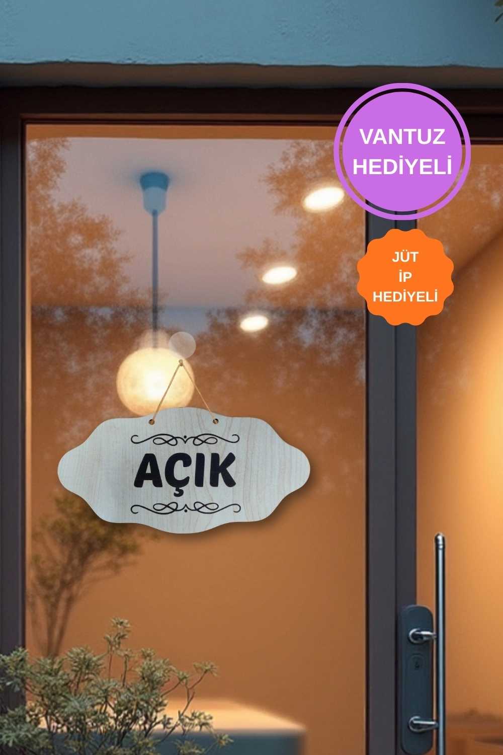 Dekoratif AÇIK-KAPALI Tabelası - Akçaağaç