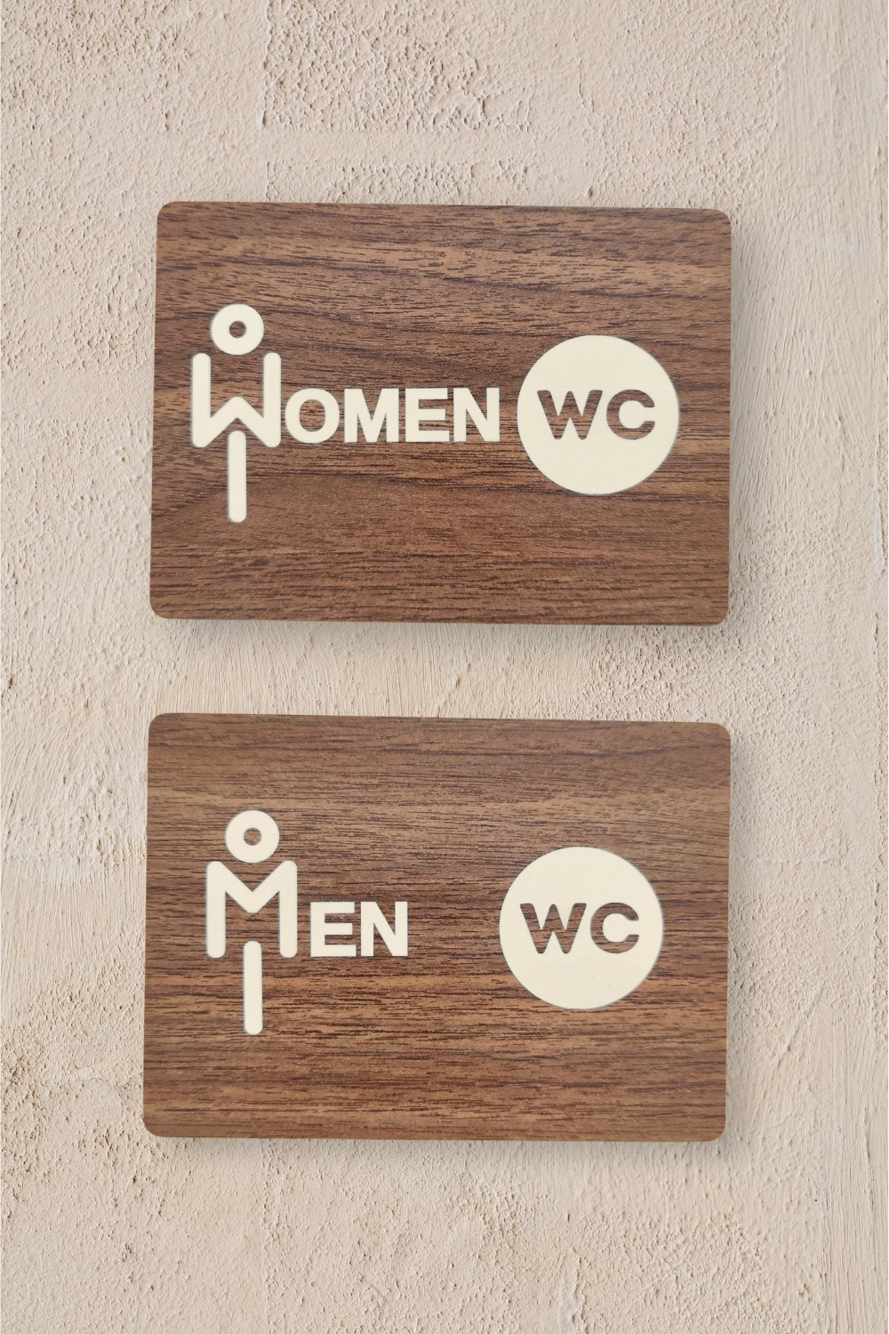İkili Takım WC Women-Men Yönlendirme Tabelası - Ceviz