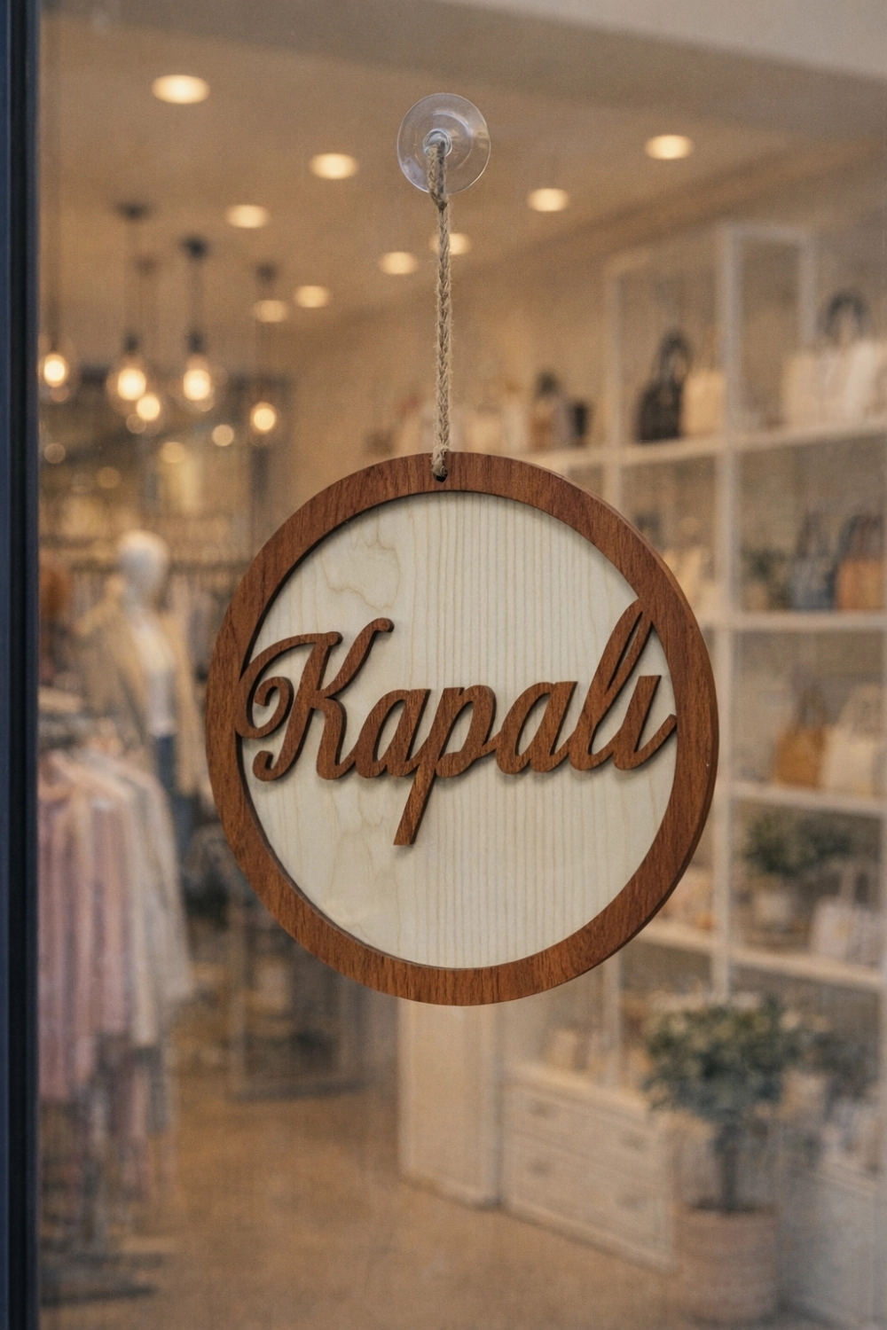 Yuvarlak Model 3D AÇIK-KAPALI Tabelası - Akçaağaç