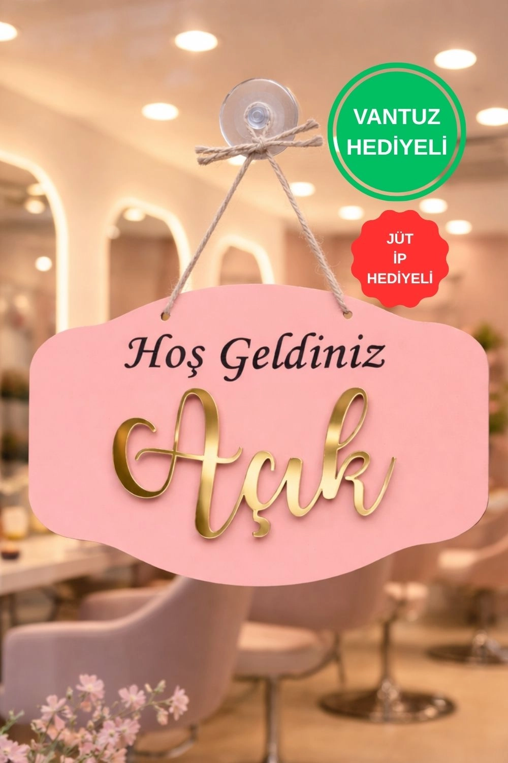 Pleksi Yazılı Modern AÇIK-KAPALI Tabelası - Pembe