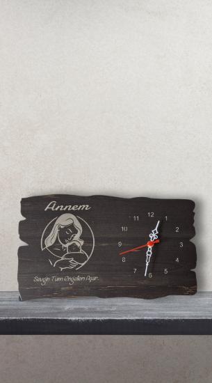 Anneyle Geçen Sonsuz Zaman - Dekoratif Ahşap Lazer Kesim Masa Saati