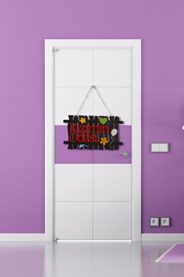 Kızımın Odası Yazılı Lazer Kesim Çit Figürlü Mdf Kapı Süsü - Rebap 