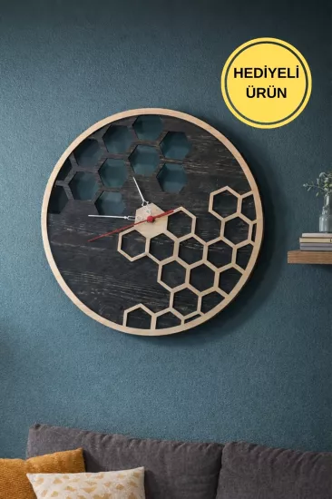 Yuvarlak Lazer Kesim Modern İki Katlı Mdf Duvar Saati