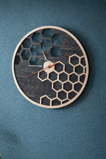 Yuvarlak Lazer Kesim Modern İki Katlı Mdf Duvar Saati