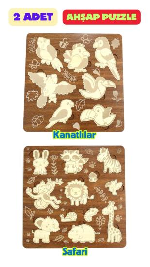 Çocuk Puzzle (Yapboz) Birinci Sınıf Ahşap 2 Parça Eğitici Öğretici Eğlenceli Set