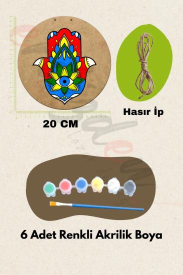 Özgün Tasarımlar İçin 5 Parça Fatma Ana Ham MDF Dekoratif Set  - Fırça ve Akrilik Boya Hediye