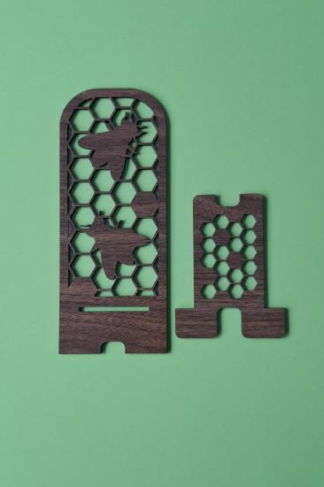 Masa Düzeni ve Şıklık İçin Desenli Ahşap MDF Telefon Standı