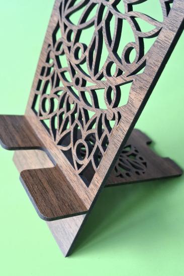 Masa Düzeni ve Şıklık İçin Desenli Ahşap MDF Telefon Standı
