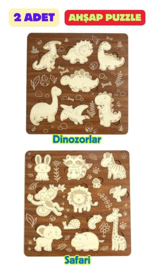 Çocuk Puzzle (Yapboz) Birinci Sınıf Ahşap 2 Parça Eğitici Öğretici Eğlenceli Set