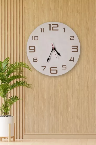 Yuvarlak Lazer Kesim Modern Birinci Sınıf Mdf Duvar Saati - Beyaz