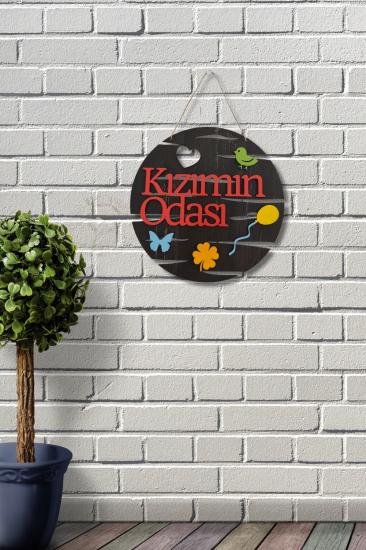 Kızımın Odası Yazılı Lazer Kesim Mdf Kapı Süsü - Rebap 