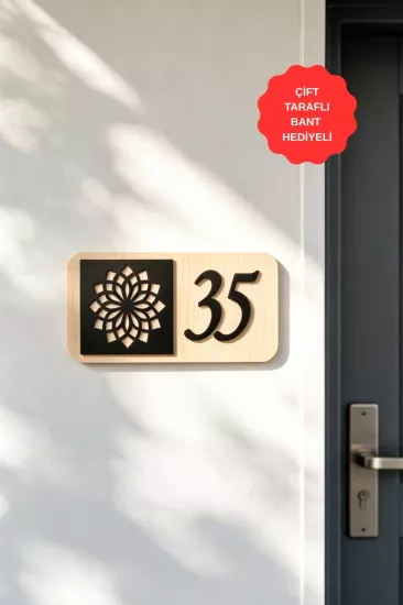 Kişiye Özel Lazer Kesim Mandala Kapı Numarası - Akçaağaç
