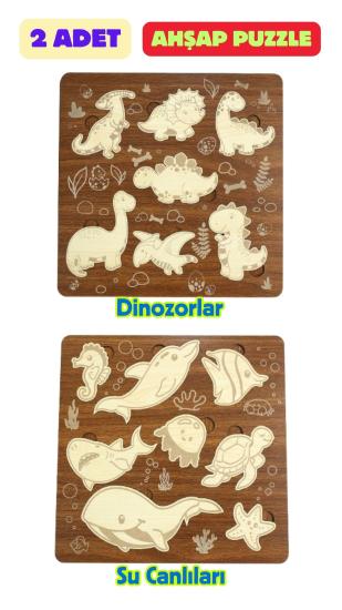 Çocuk Puzzle (Yapboz) Birinci Sınıf Ahşap 2 Parça Eğitici Öğretici Eğlenceli Set