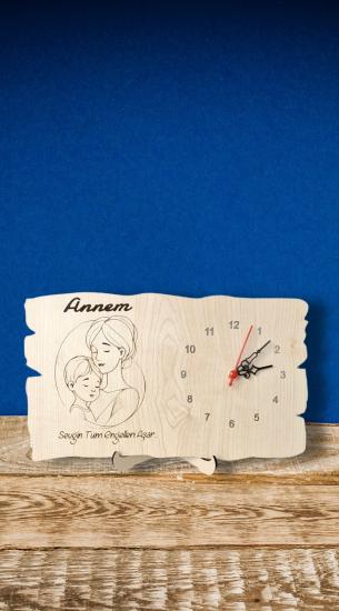 Anneyle Geçen Sonsuz Zaman - Dekoratif Ahşap Lazer Kesim Masa Saati