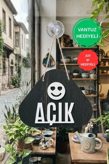 Emoji Desenli Açık-Kapalı Yönlendirme Tabelası - Rebap