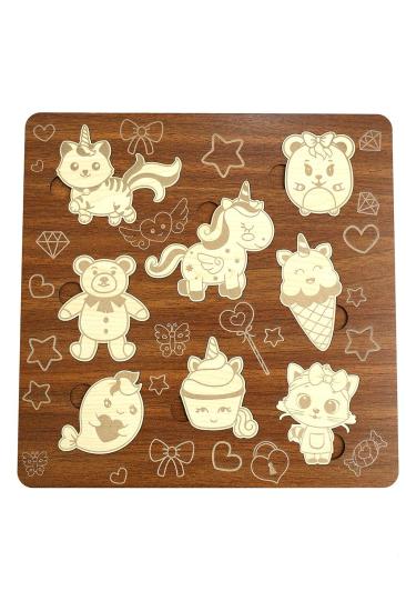 Birinci Sınıf Ahşap Eğitici Öğretici Çok Sevimli Figürler Çocuk Puzzle (Yapboz)
