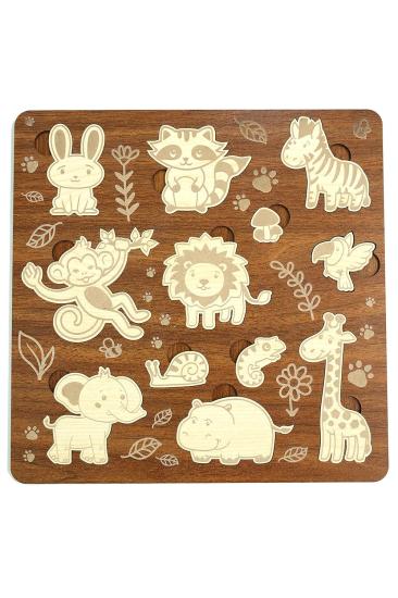 Birinci Sınıf Ahşap Eğitici Öğretici Safari Hayvanlar Çocuk Puzzle (Yapboz)