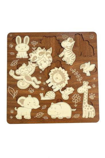 Birinci Sınıf Ahşap Eğitici Öğretici Safari Hayvanlar Çocuk Puzzle (Yapboz)