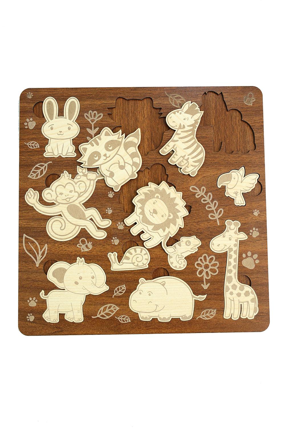 Birinci Sınıf Ahşap Eğitici Öğretici Safari Hayvanlar Çocuk Puzzle (Yapboz)